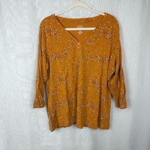NWOT Croft & Barrow 2X Women's Long Sleeve Buttoned Shirt Burnt Orange Floral